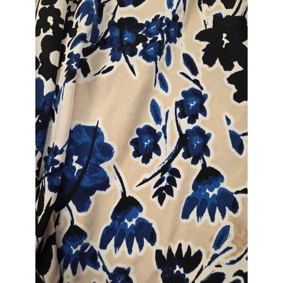 Westport Navy Blue Beige Ivory Black Crochet Trim Long Flowy Dress Plus Size 18W - Picture 2 of 6